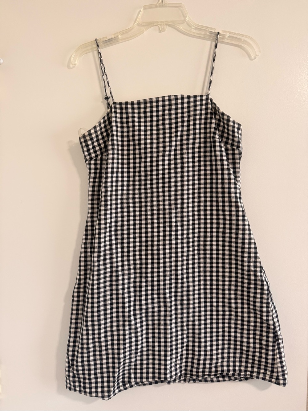 Altar'd State Black and White Gingham Spaghetti Strap Mini Dress